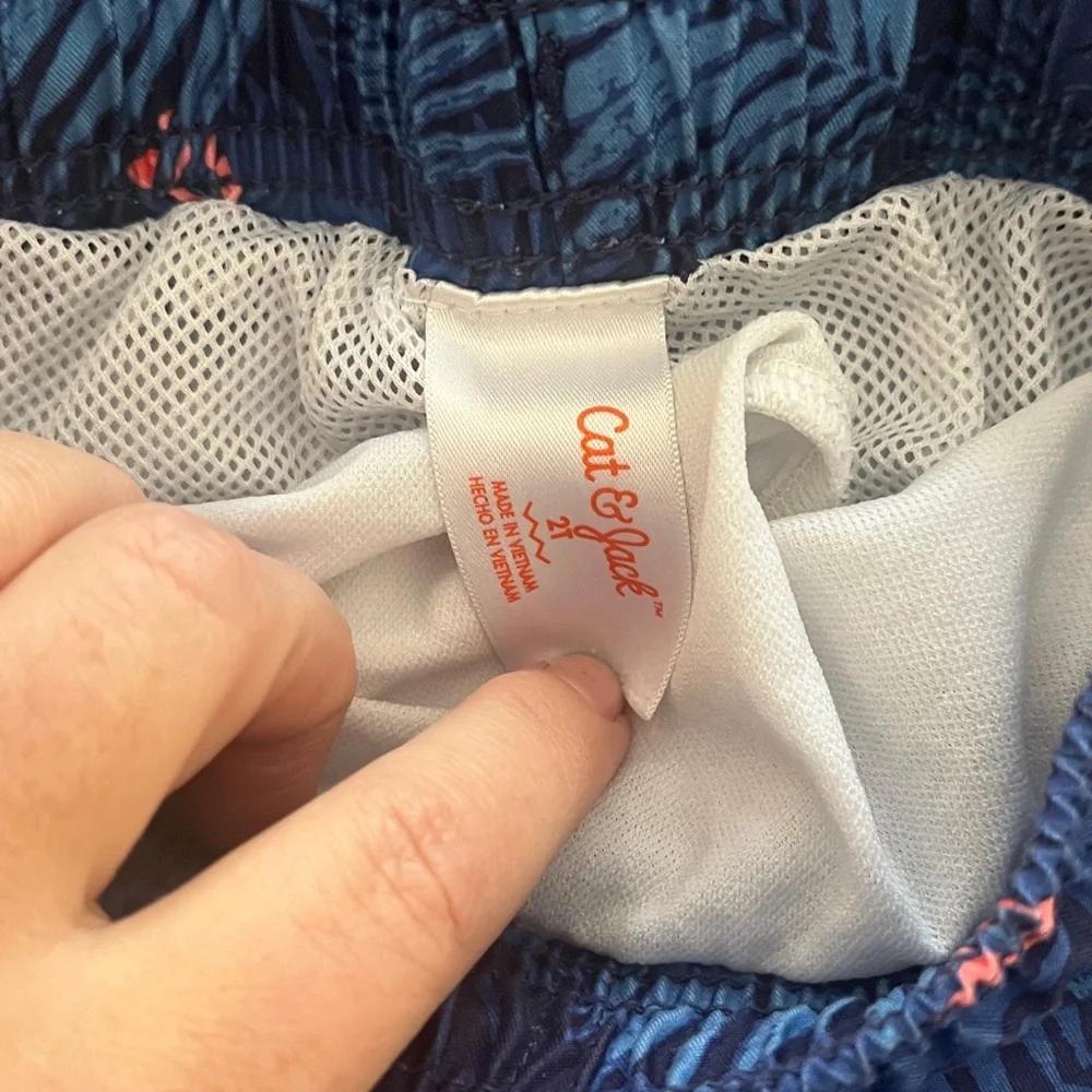 Toddler Size 2T Tropical Blue Floral Swim Shorts